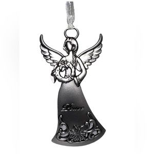 Ganz Metal Sliver Angel “Peace” Christmas Ornament
